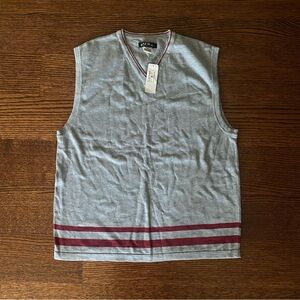 Gray and red sweater vest